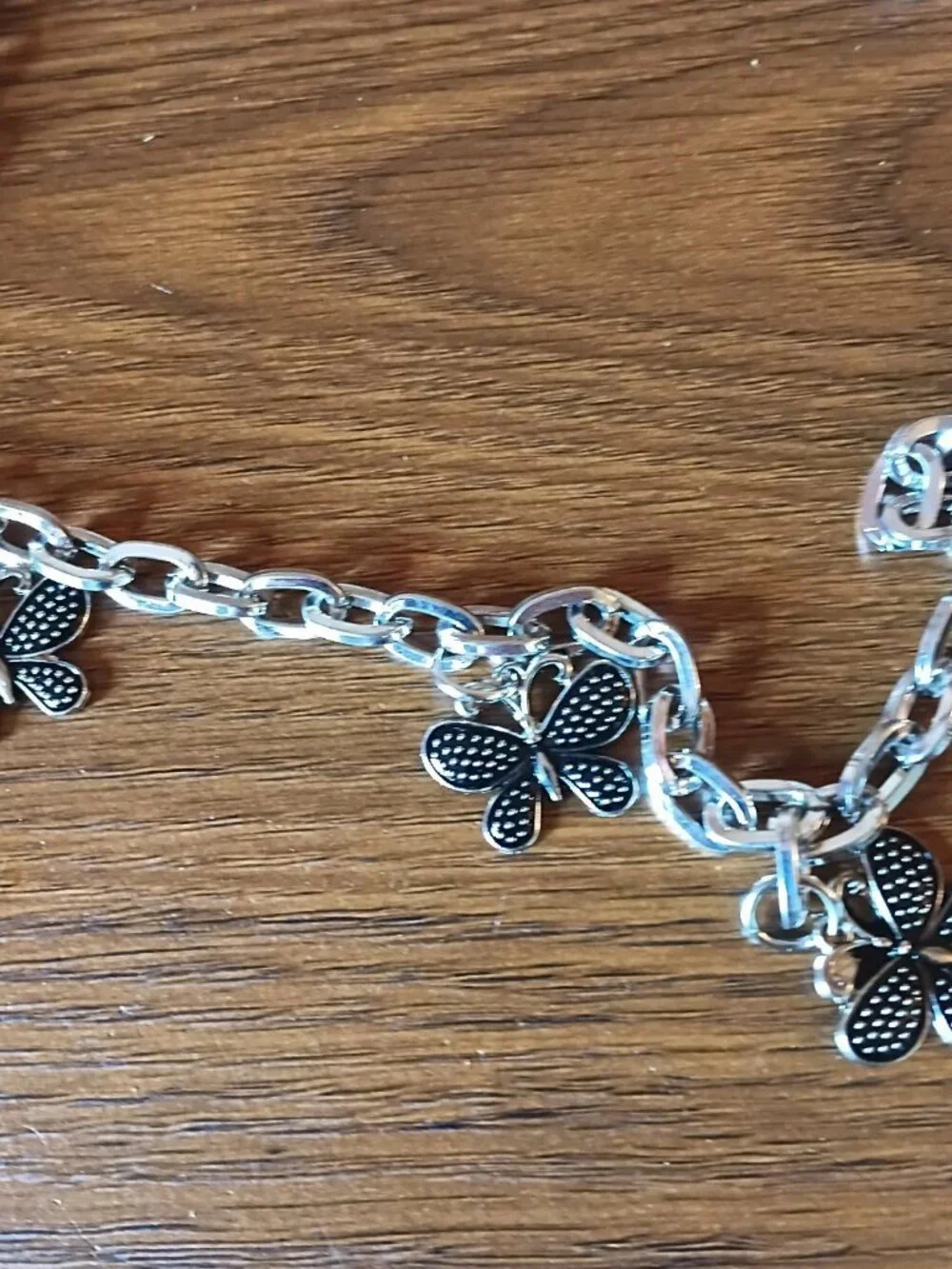 BOMAI Y2K Silver Tone Butterfly Waist Chain Belt Teddy Bear Charm Adjustable NEW